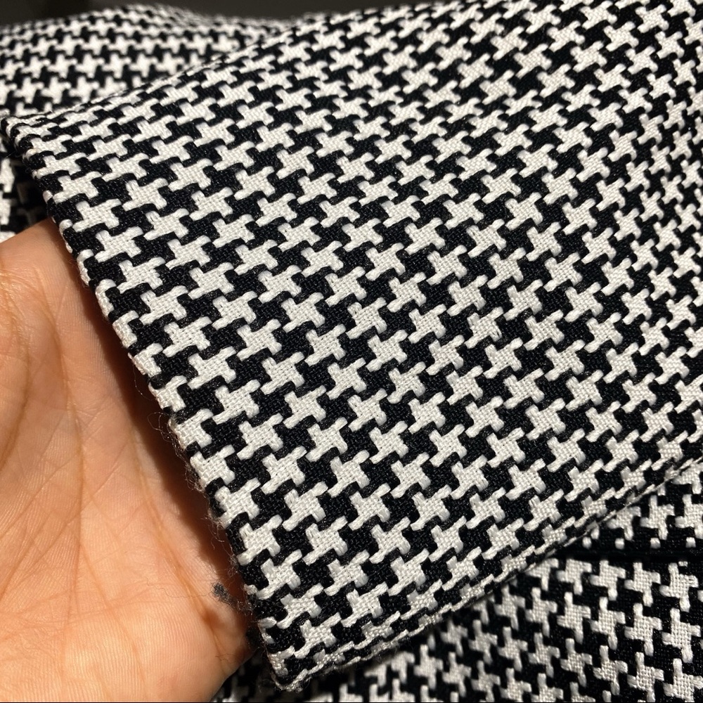 🖤 VOYELLES BLACK & WHITE CHECKERED FRINGE FALL BLAZER JACKET! - Picture 7 of 11